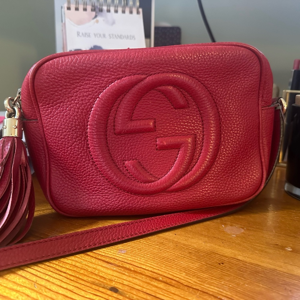 Gucci Red Leather Soho Disco Crossbody Bag